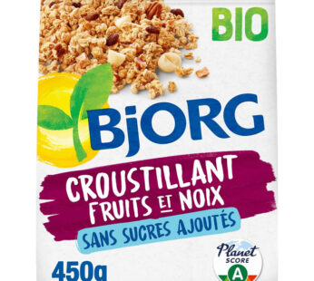 BJORG – Céréales croustillant au fruits et noix sans sucre ajoutés 450 g